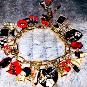 Gold & Red Charm Bracelet